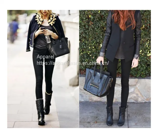 Large Women's Elastic Black Denim Small Foot Pencil Legged Pants Slim Fit