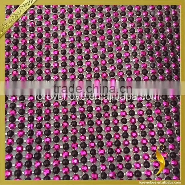Hot Fix Bling Purple Diamante Trim Aluminum Base Rhinestone Strass Mesh Trimming FRM-160 photo-2