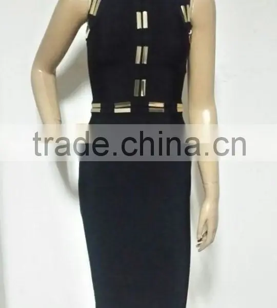 Summer Dress Wholesale 2015 New Fashion Black Women Fashion Sey Elegant Midi Evening Party Bandage Dresses Bandage Bodycon Women