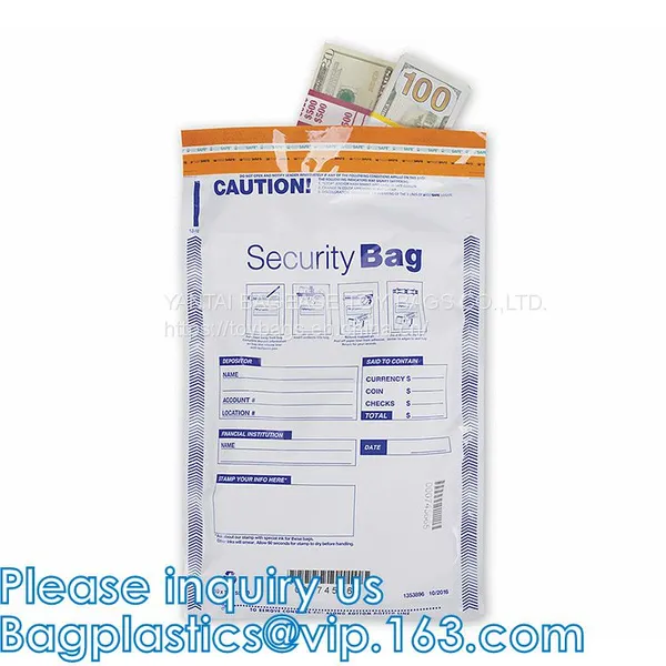 Tamper Evidence Bags With Barcode And Serial Number Bank Money Coin Deposit Change Security Bags