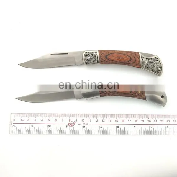 Stainless Blade Pocket Knife Wood Handle Camping Tactical Knife Folding Blade Utility Knives photo-2