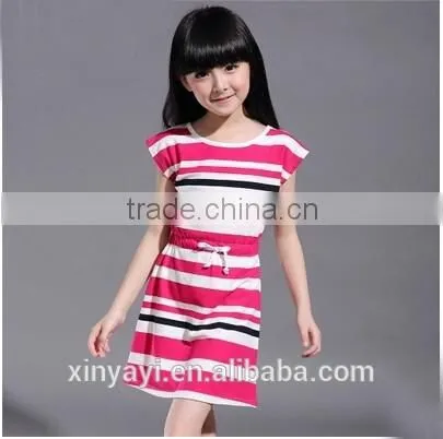 Wholesale Cotton 100% Fabric With Stripe Baby Girl Summer Dress Casual Style photo-3