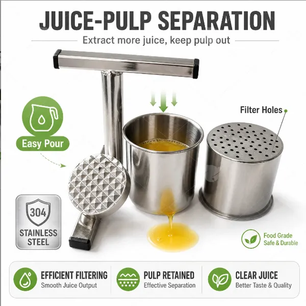 T‑Handle Manual Press, Stainless‑Steel Fruit Wine Juicer, Household Fresh Fruit Pressing Tool for Pomegranates and Grapes photo-2