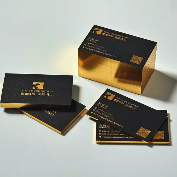 Custom Visiting Card Luxury Black Debossed Business Card Printing With Gold Foil Stamping
