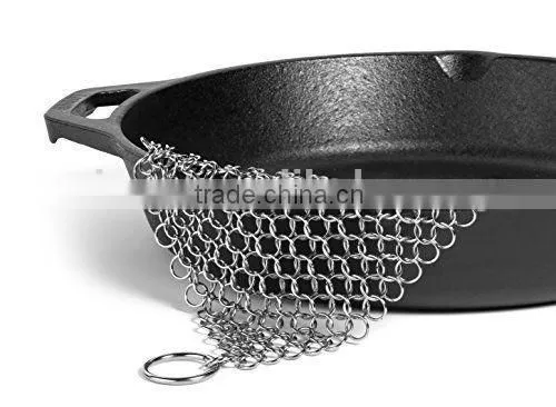 Cast Iron Cleaner Stainless Steel Chainmail Premium Scrubber Pans Pots Griddles photo-4