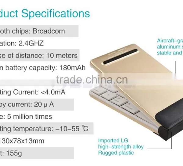 Bluetooth Version 4.0 Tablet Ultrathin Folding Keyboard For Galaxy Tab IPhone 6 6S Plus Note 5 S6 Edge photo-5