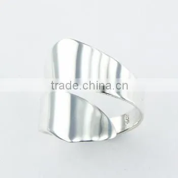 Wide Adjustable Tapering Band Sterling Silver Spiral Ring