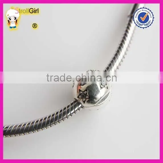 Jewelry Finding Beads 925 Sterling Silver Star Charm Clasp Beads With Clear Stone for Bracelet photo-5