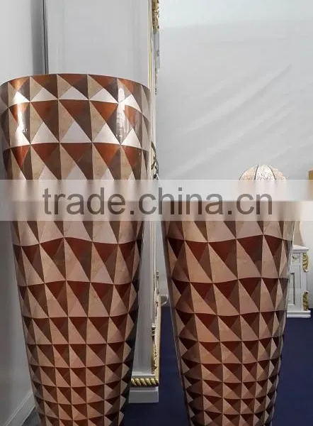 Luxury Lacquerware Decorative Vase in Living Room With 3D Finish in Eggshell, Color, Silverleaf Color Small Size