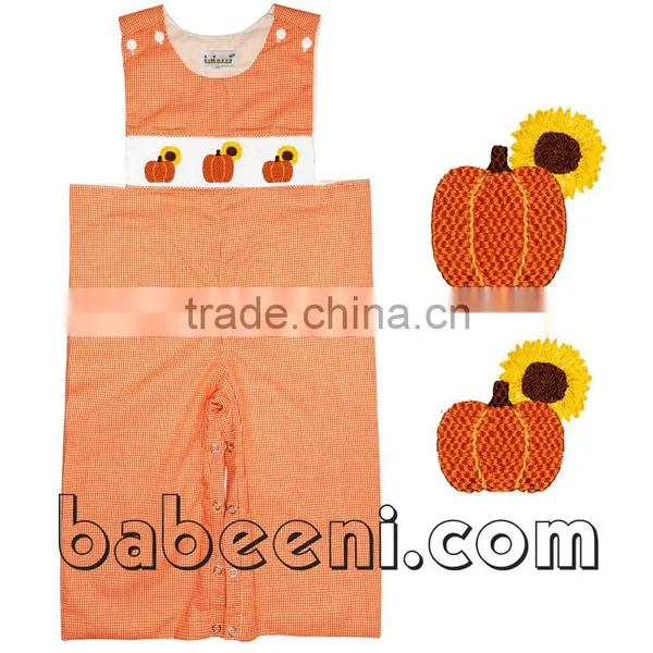 Pumpkin and Sunflower Hand Smocked Longall for Boy