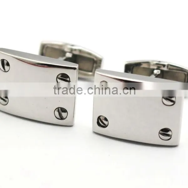 Stainless Steel Silver Rectangle Personalized Cool Cufflinks for Men photo-2