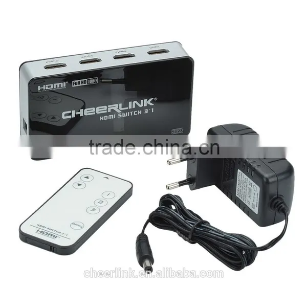Hot Sell 2016 High Quality Hdmi V1.4 Switch 3x1 /remote/Eu Plug