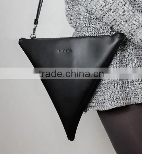 Fold Over Hand Bag Clutch Bag,Triangle Leather Clutch Bag,Women Clutch Bag Clutch Bag,Zipper Bags,Distressed Hand Bag photo-3