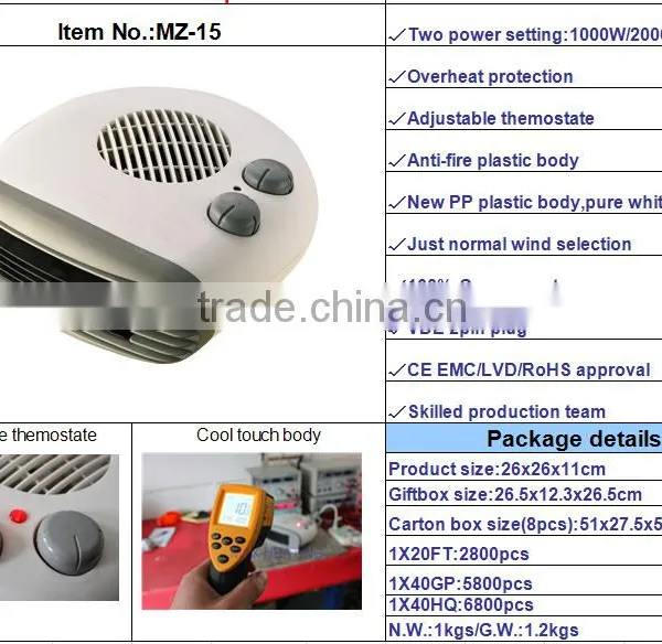 2015 NEW PRODUCT Fan Heater Electrical Heater Electric 220-240V Plastic Body Material Fan Heater photo-2