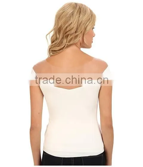 New Model Off-the-shoulder Look With Cap Sleeves t Shirt Women's Blouse photo-4