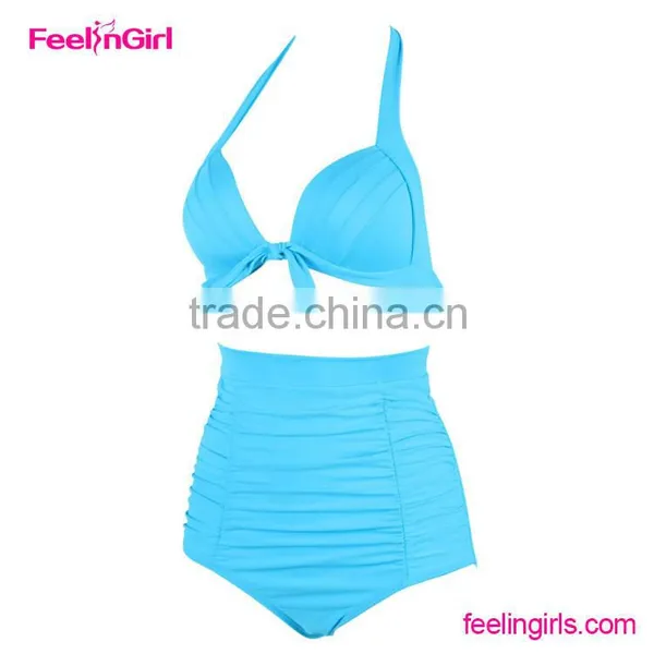 2016 Hot Sale Light Blue Girl Waterproof Swimsuit photo-2