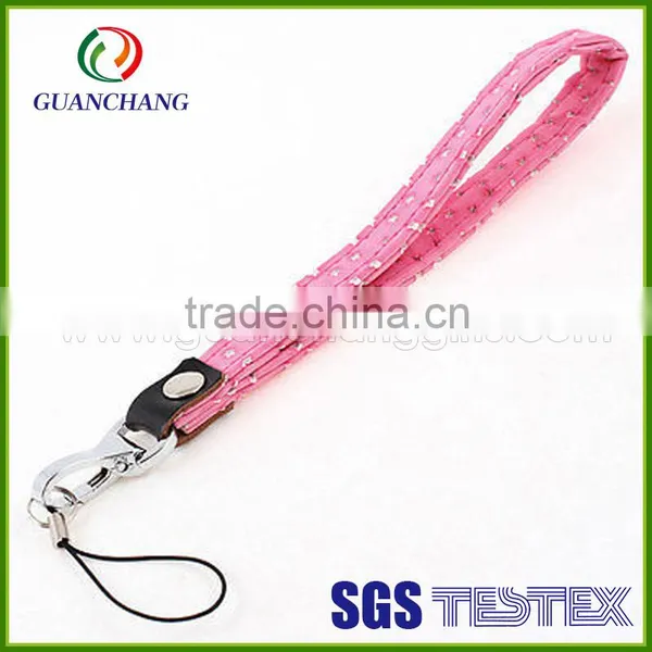 Customize Novelty Colorful Polyester Printed Logo Elegent Mobile Phone Wrist Strap Lanyard With Cell Phone Loop