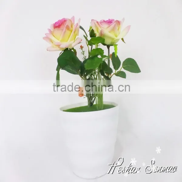 home garden artificial led rose flower bonsai with led light with battery