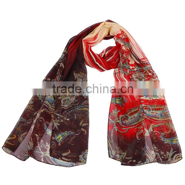 Paisley Print Hot Sale Whole Sale Chiffon Scarf In Stock