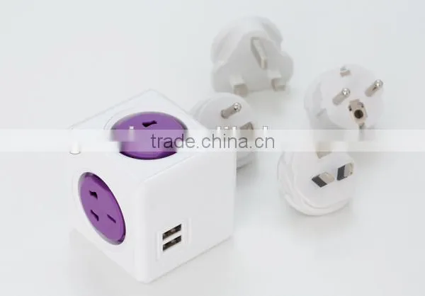 Mini Portable Desktop Power Cube Socket With 2usb 2.1A Top Quality photo-3