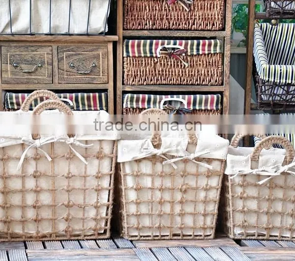 Environmental Hand Woven Sundries Storage Basket With Handle photo-4