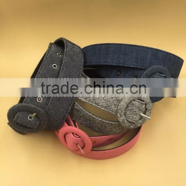 Fashion Covered Button Buckle PU Belt