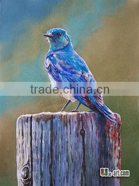 Blue Bird Chinese Watercolor Painting