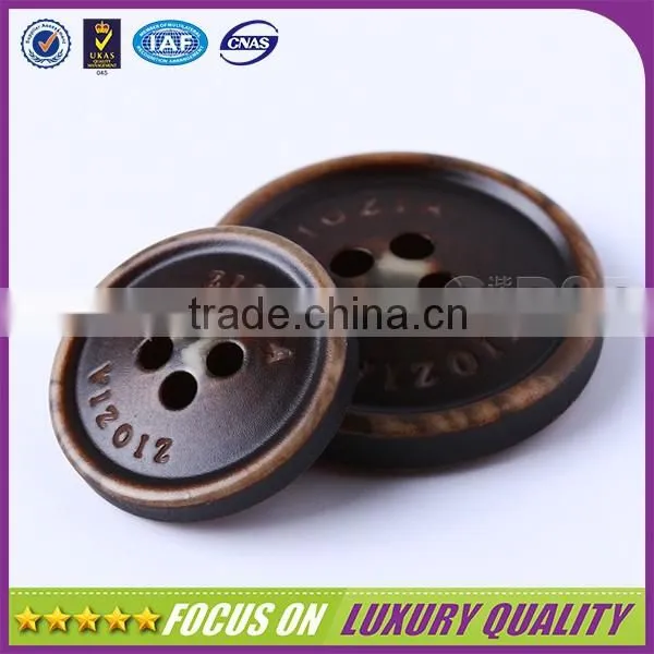 Brown 4 Holes Sewed Custom Logo Engraved Resin Fashion Button photo-3