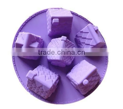 6 Cavity 3D Mini House Shape Silicone Cake Mold Chocolate Mold photo-4