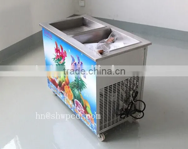 Commercial double pan fried ice cream machine/fried ice cream roll machine
