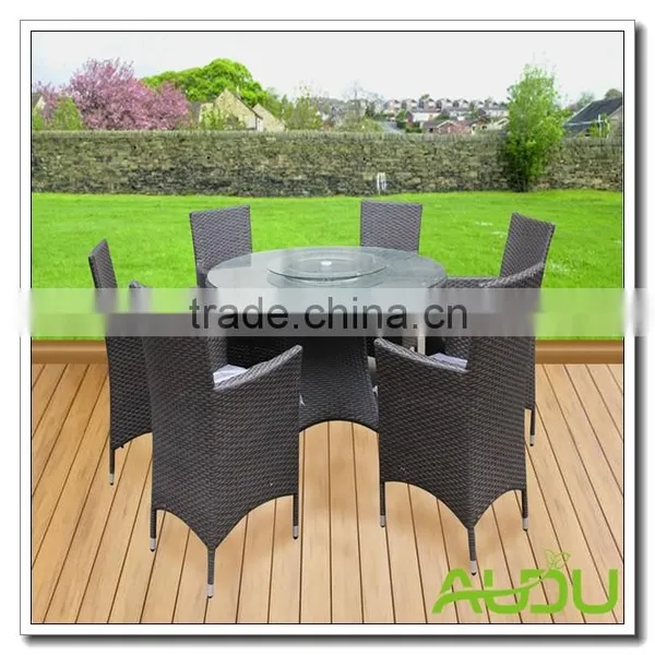 Audu Atlanta Outdoor Garden Rattan Dining Set With Lazy Susan photo-3
