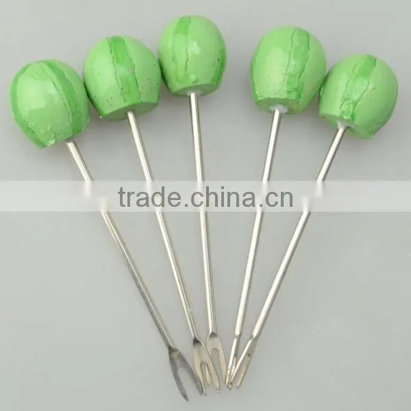 Factory Wholesale Stainless Steel Watermelon Shaped Fruit Forks With Holder photo-2