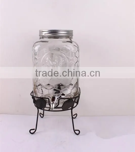 18L Large Glass Juice Jar With Metal Rack photo-4