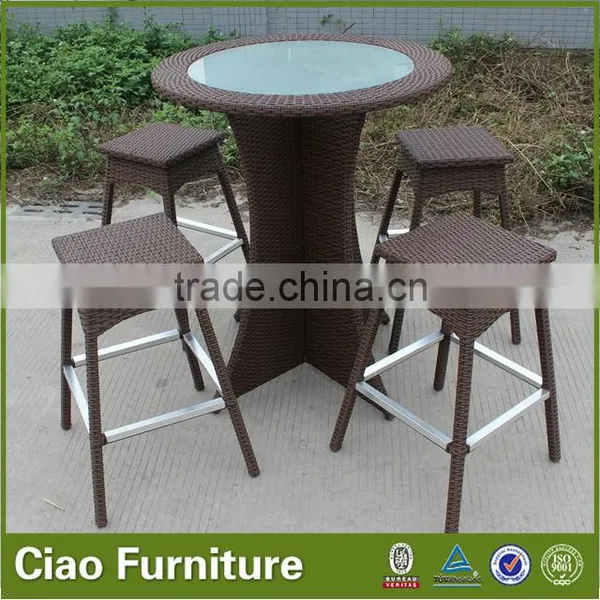 Classic Rattan Bar Table Set Garden Leisure Bar Table and Chair Set photo-3