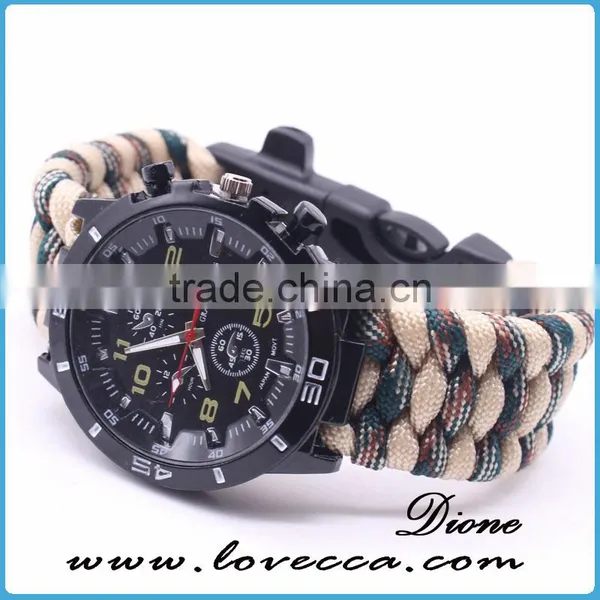 Outdoor Survival Waterproof Hot Selling Fashion Compass Watch Paracord Bracelet With Fishing Bag photo-2