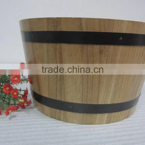 Custom Wooden Barrel Ice Bucket With Stainless Steel