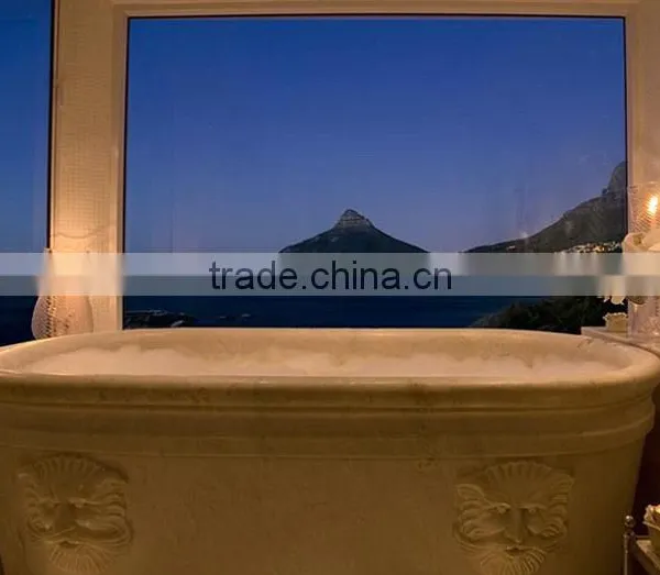 Home Decoration High Quality Luxury White Marble Honeymoon Bathtub photo-3