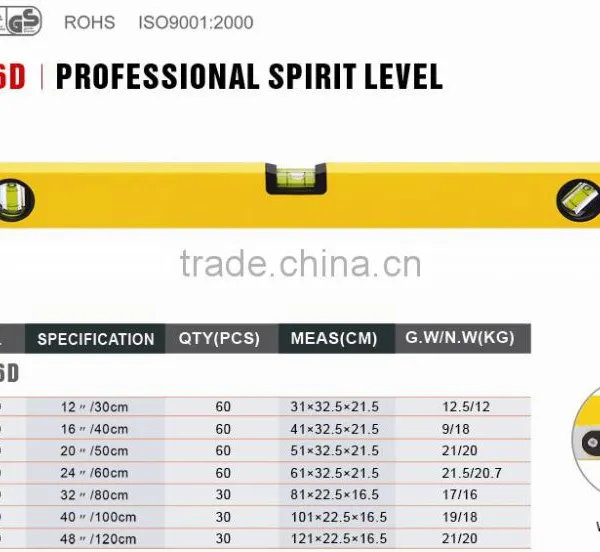 60cm Aluminum Bubble Level Bottom With Magnetic Level Ruler photo-2