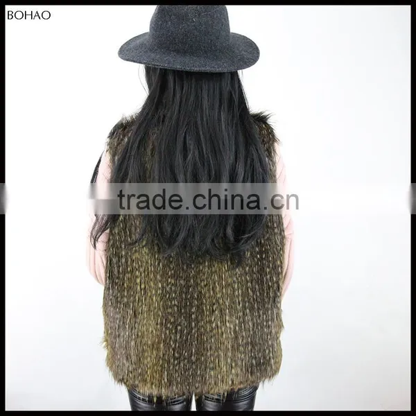 New Design Short Pattern Ladies Best Brown Faux Fur Vests For Fall And Winter photo-3
