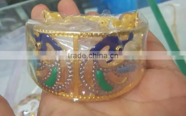 Peacock Broad Hand Carved Gold Plated BRACELET BANGLE KADA photo-2