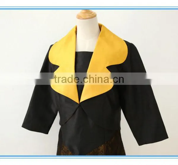 High Quality Lace Stitching Contrast Color Neck Collar Design Of Ladies Suits photo-5