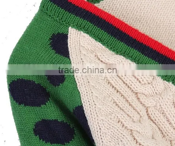 High Quality Contrast Color Cable Knit Boy's V-neck Cardigan Sweater photo-5