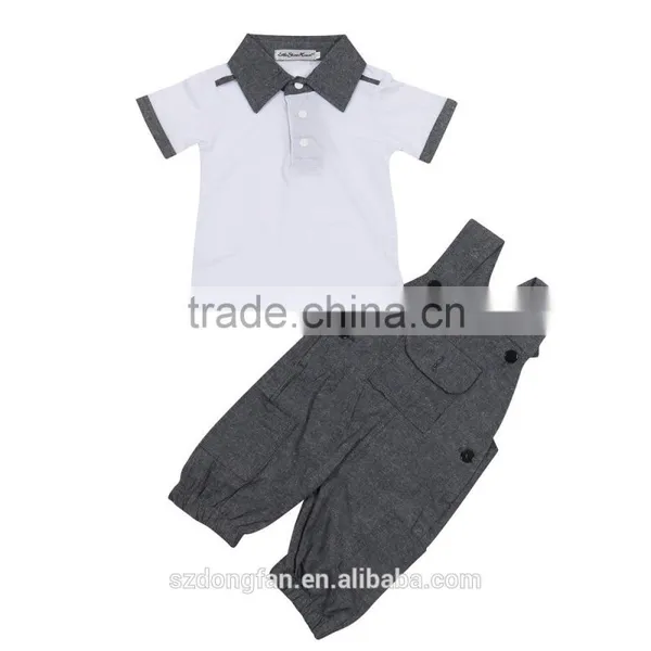 Wholesale Boutique Kids Jean Pants Baby Clothes Set Summer Denim Overalls for Baby Boy photo-2