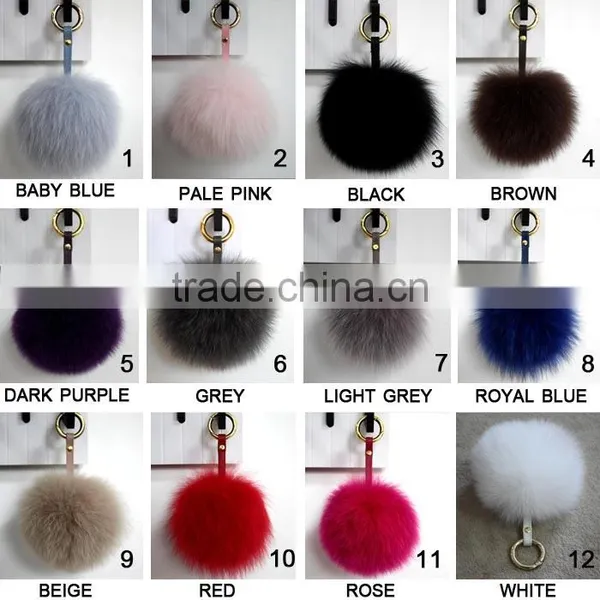 Myfur Fashion Metal Keychain Fox Rabbit Fur Ball Crystal Pom Pom Keychain for Bag photo-6