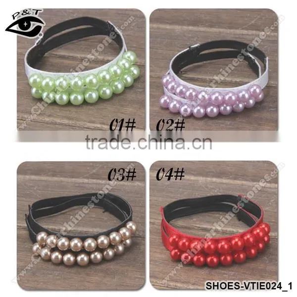 Elastic Shoe Straps With Pearls Decoration 7 Colors Shoelace for Women Shoes photo-2