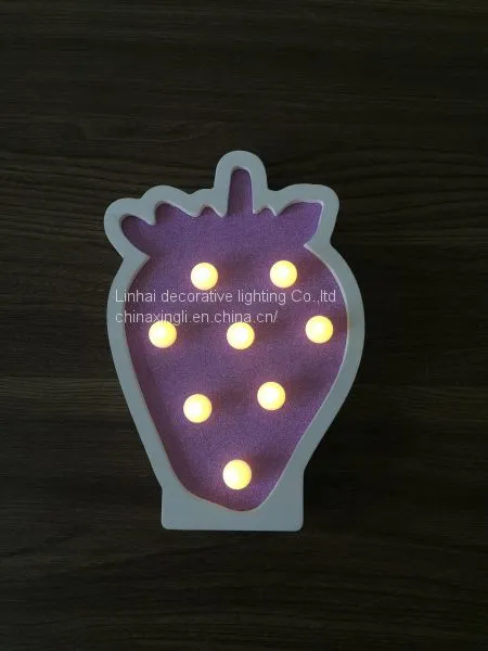 Purple Wooden Led Strawberry Lighting Night Light