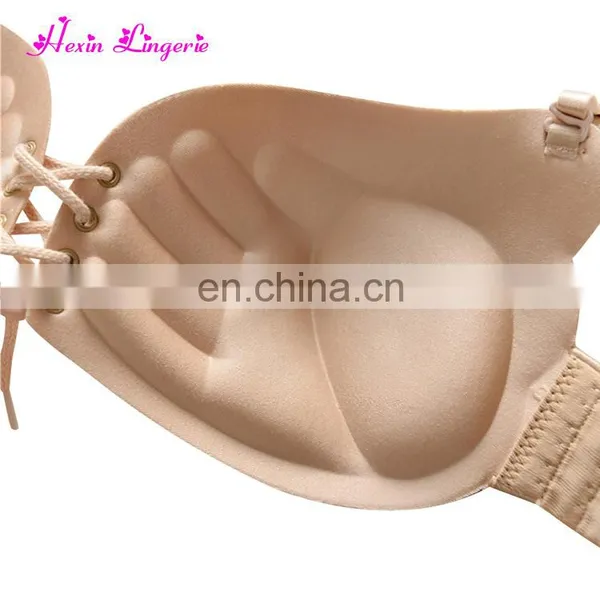 Nude Crisscross Back Push Up Wireless Seamless Latest Fashion Sexy Bra photo-4