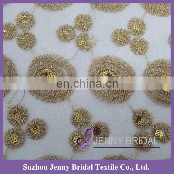 TR019A Jenny Bridal Gold Sequin Embroidered Wedding Table Runners photo-5