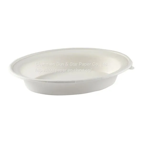 Disposable Oval Bowls: 32 OZ. Compostable Heavy Molded Fiber Oval Bowl SS-SBB832 photo-2