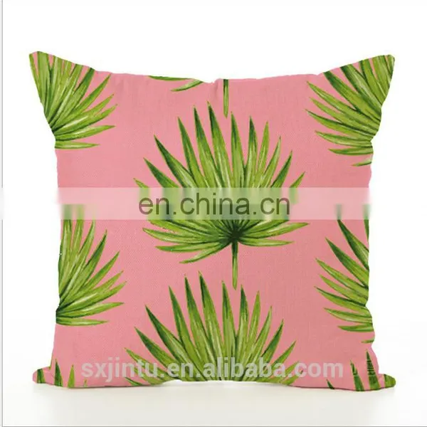 Pink 18 x 18 Inch Plants Linen Cotton Fabric Square Cushion Cover Throw Pillow Case photo-5